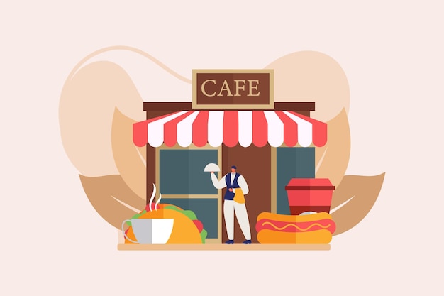 Diseño de ilustración de la cafetería