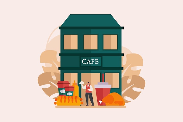 Diseño de ilustración de la cafetería