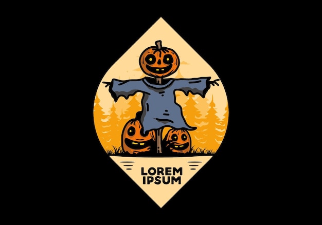 Diseño de ilustración de calabaza de halloween de miedo