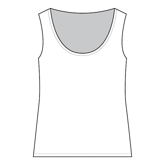 Vector diseño de ilustración de camiseta sin mangas dibujo plano bocetos planos de moda