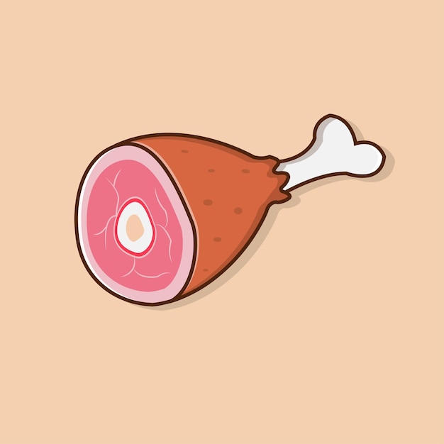 Diseño de ilustración de carne Ilustración de vector de carne cruda Corte de carne con concepto de dibujos animados