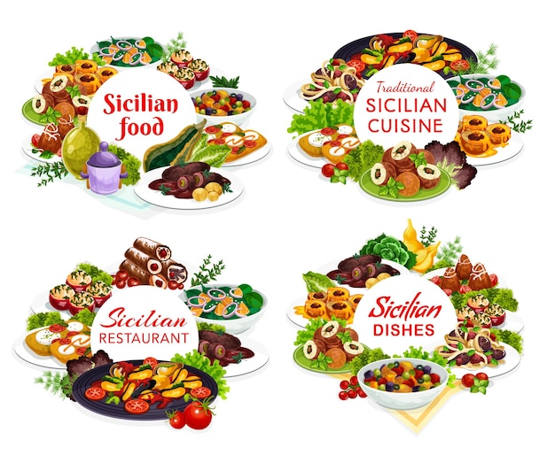 Diseño de ilustración de comidas sicilianas