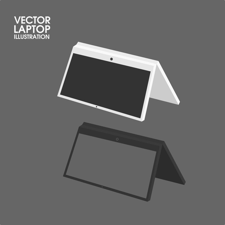 Vector diseño de ilustración de computadora portátil vectorial plegable computadora portátil aislada sobre fondo blanco