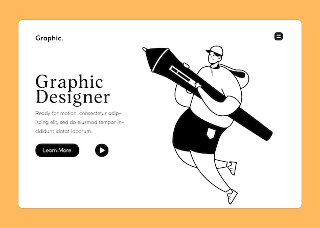 Diseño de ilustración de concepto de diseñador gráfico y de producto joven