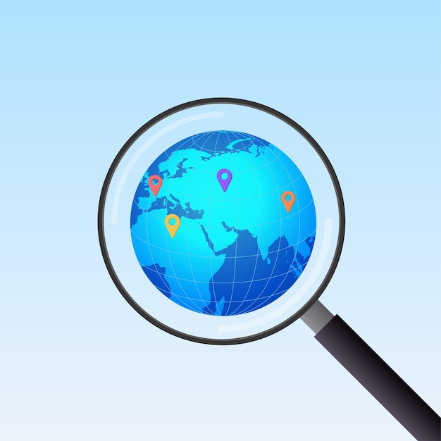 Diseño de ilustración del concepto de ubicación de búsqueda global