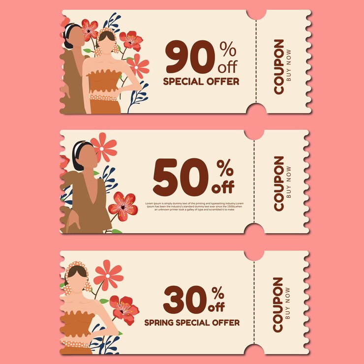 Vector diseño de ilustración de conjunto de cupones del día internacional de la mujer
