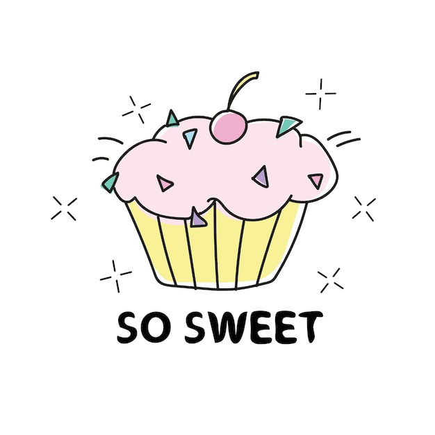 Diseño de ilustración de cupcake So Sweet - Impresión gráfica textil