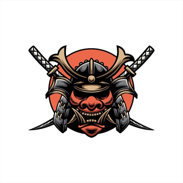 diseño de ilustración de demonio cráneo en traje samurai