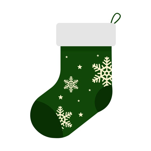 Diseño de ilustración de dibujo a mano de medias de Navidad verdes aisladas Elementos gráficos de decoración de Navidad