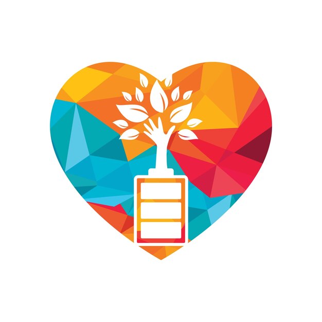 Diseño de ilustración de diseño de plantilla de logotipo de batería y hogar de naturaleza ecológica