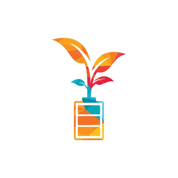 Diseño de ilustración de diseño de plantilla de logotipo de naturaleza ecológica y batería