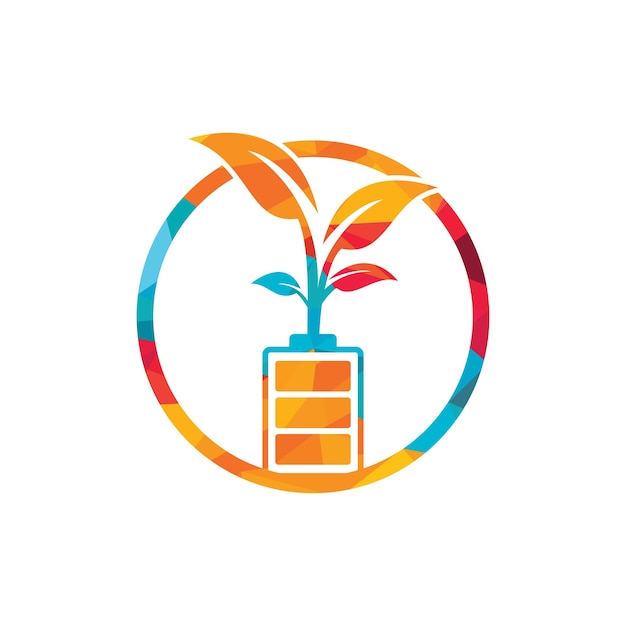 Diseño de ilustración de diseño de plantilla de logotipo de naturaleza ecológica y batería