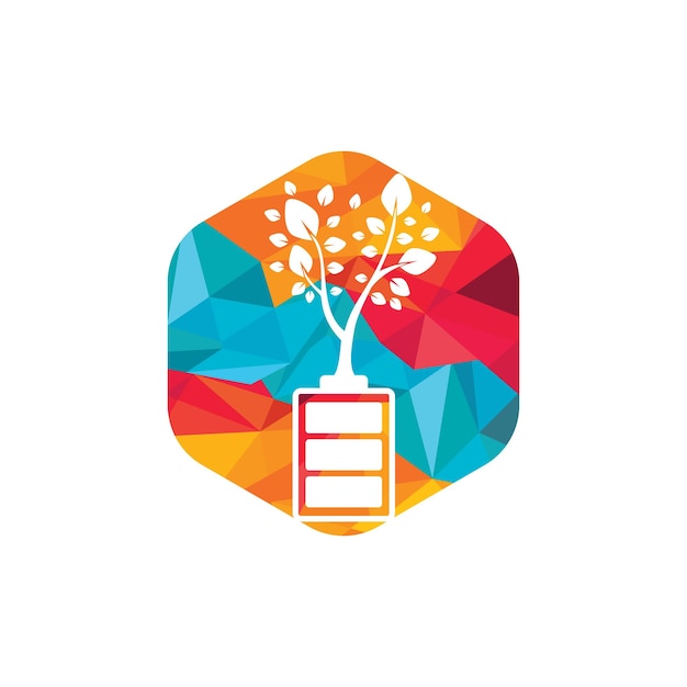 Diseño de ilustración de diseño de plantilla de logotipo de naturaleza ecológica y batería