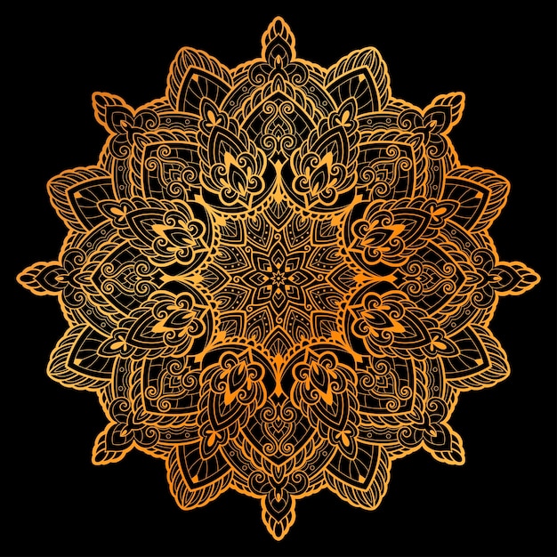 Diseño de ilustración dorada de arte mandala