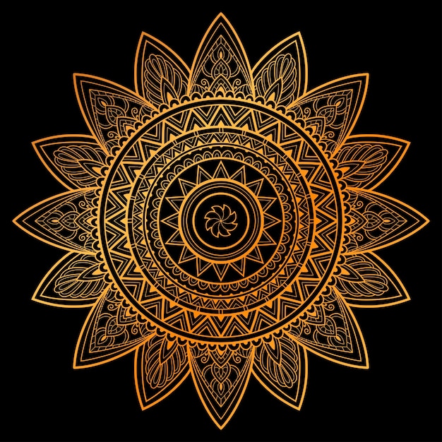 Diseño de ilustración dorada de arte mandala