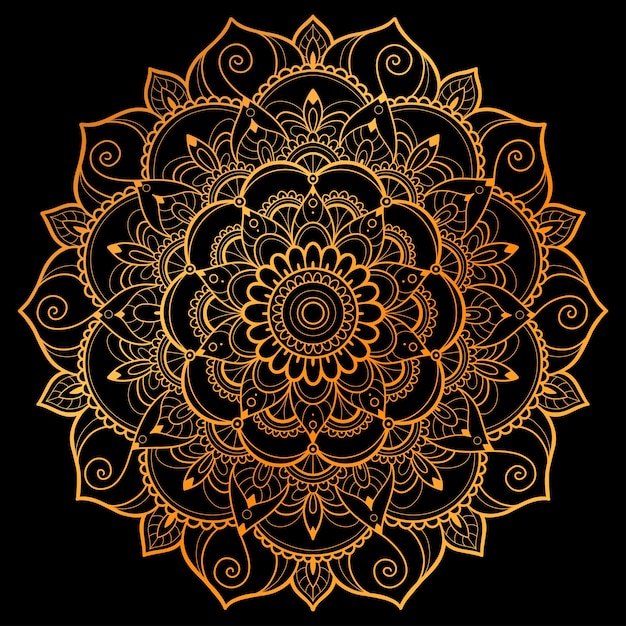 Diseño de ilustración dorada de arte mandala