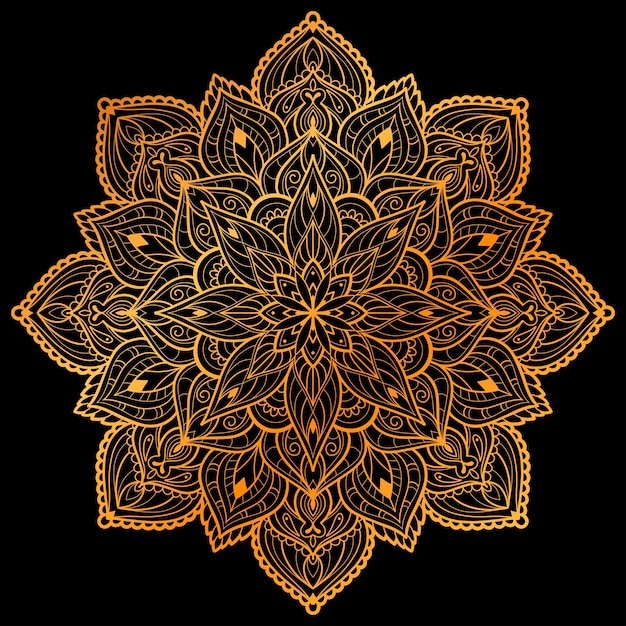 Diseño de ilustración dorada de arte mandala