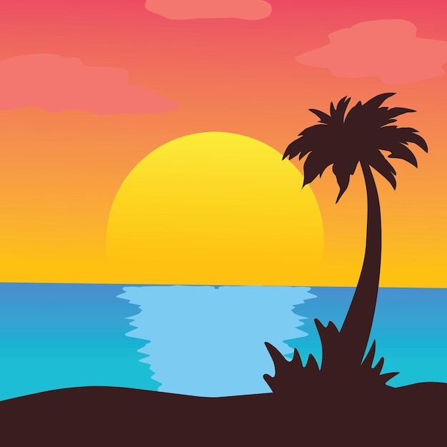 Diseño de ilustración de escena de playa