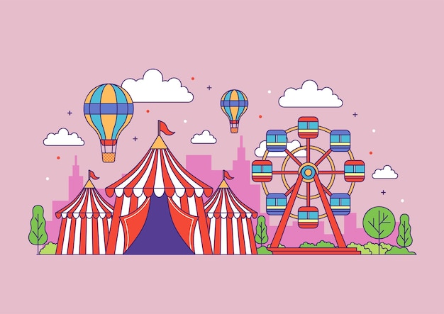 Diseño de ilustración de espectáculo de circo divertido y lindo