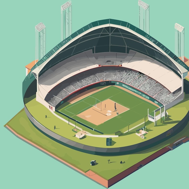 diseño de ilustración del estadio de cricket verde