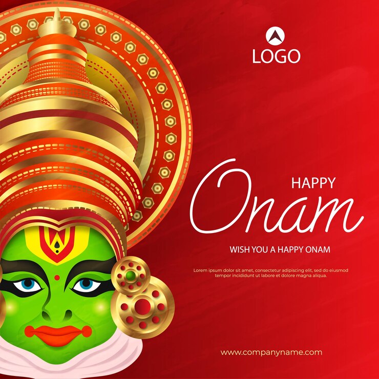 Diseño de la ilustración del estandarte de los deseos del festival indio onam
