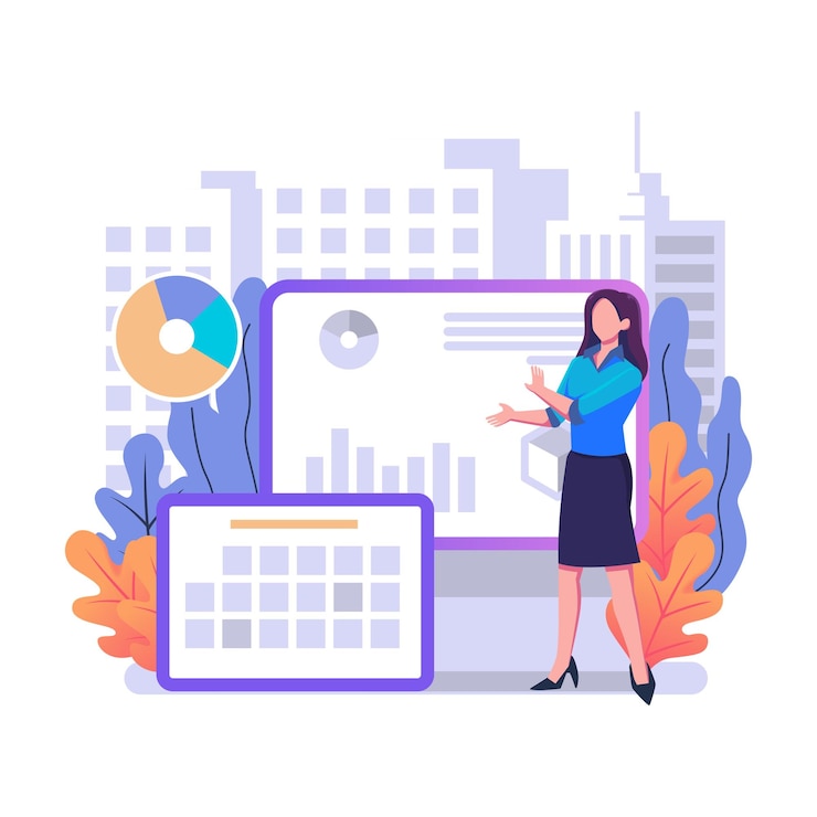 Vector diseño de ilustración de estilo plano de gestión de ti empresarial