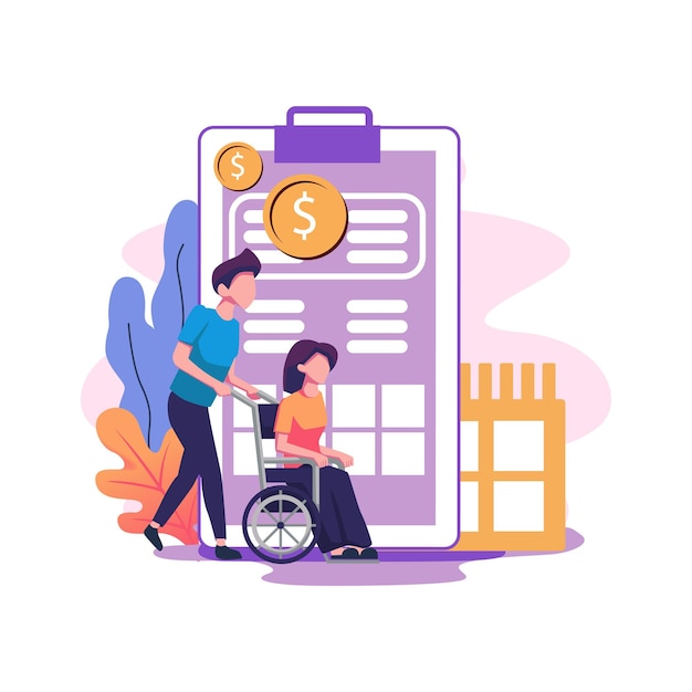 Diseño de ilustración de estilo plano de seguro social