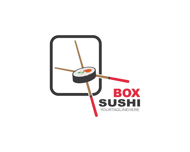 Diseño de ilustración de etiqueta de icono de vector de sushi