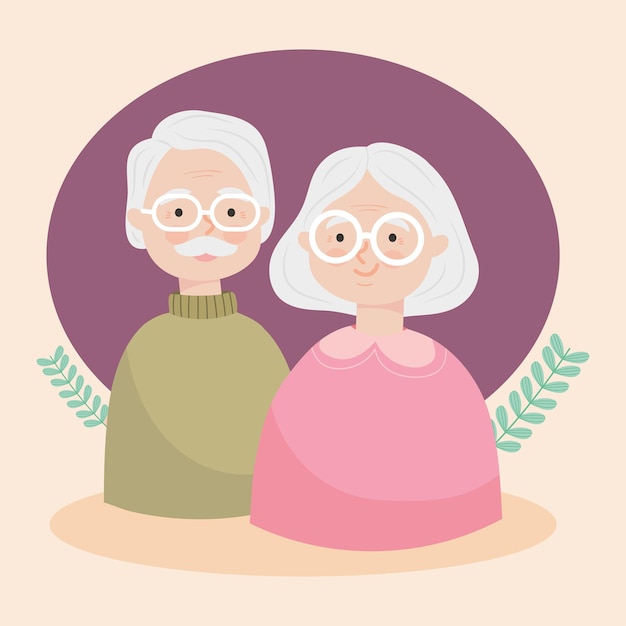 Diseño de ilustración de feliz pareja de ancianos