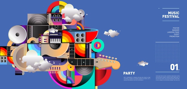 Diseño de ilustración de festival de música para fiesta y evento