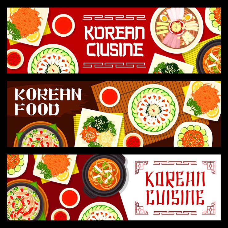 Vector diseño de ilustración de fideos fríos de comida coreana pyonguang