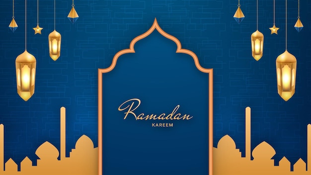 Diseño de ilustración de fondo de concepto de ramadán realista