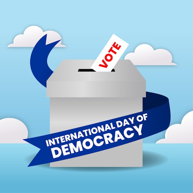 Diseño de ilustración de fondo del Día Internacional de la Democracia con nubes en el cielo