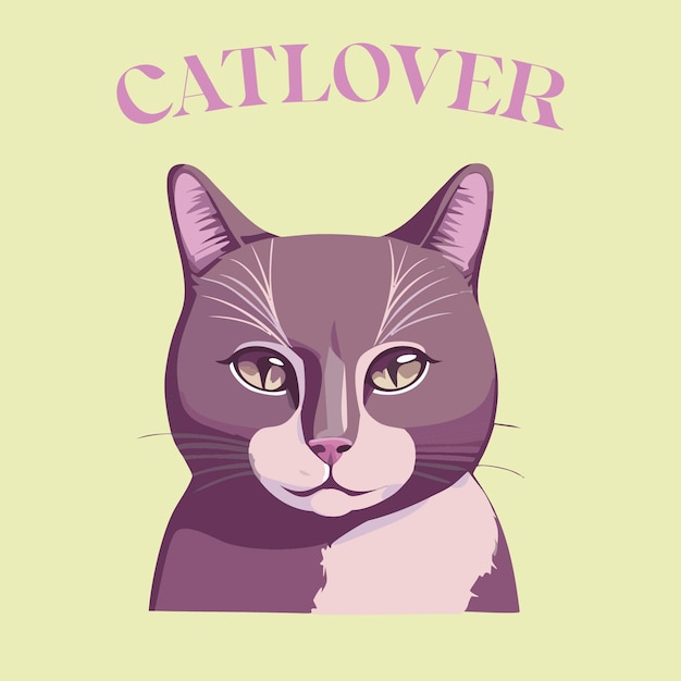 Diseño de ilustración de gato lindo vector hecho a mano