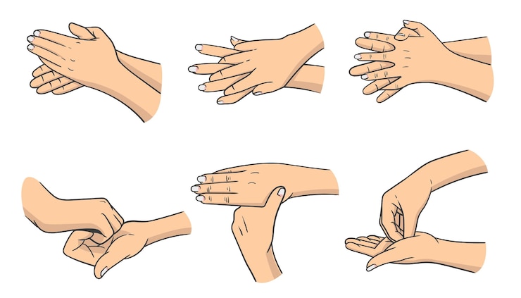 Vector diseño de ilustración de gesto de pasos de lavado de manos