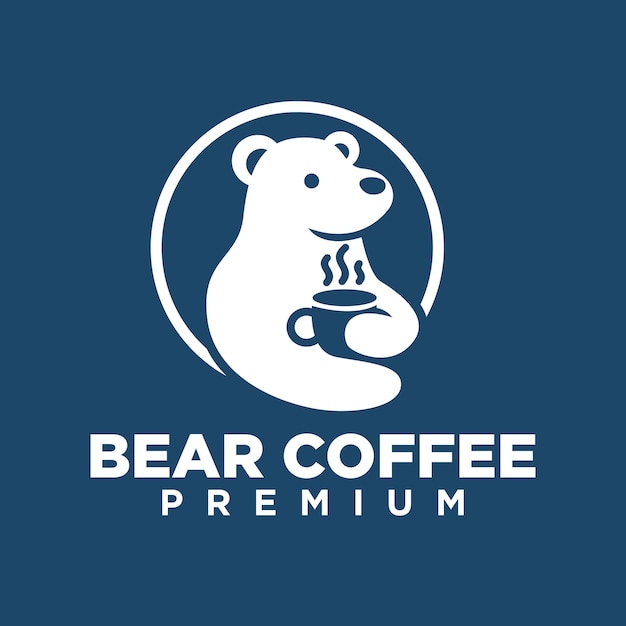 Vector diseño de ilustración del icono del logotipo de polar bear coffee