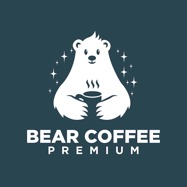 Vector diseño de ilustración del icono del logotipo de polar bear coffee