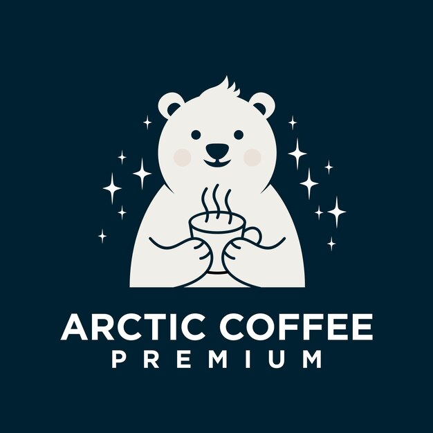 Vector diseño de ilustración del icono del logotipo de polar bear coffee