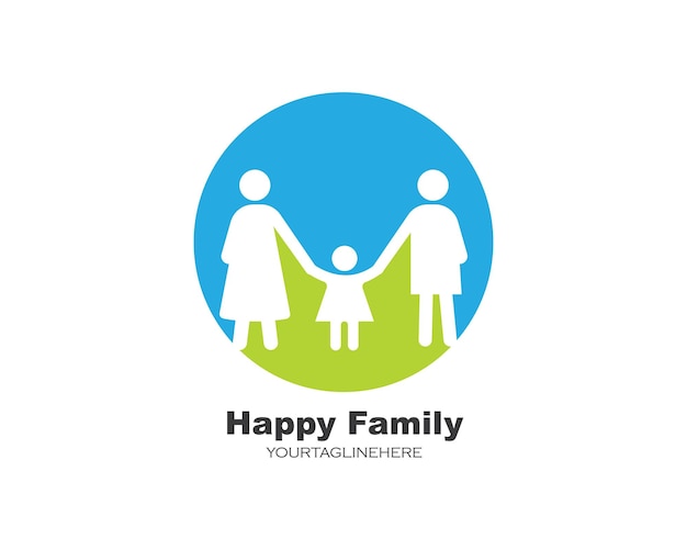 Diseño de ilustración de icono de vector de familia feliz
