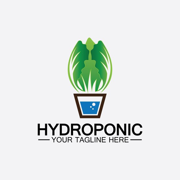 Diseño de ilustración de icono de vector de logotipo hidropónico