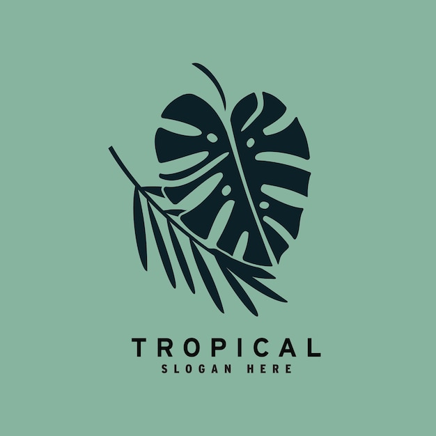 Diseño de ilustración de icono de vector de logotipo de hoja tropical. Plantilla de logotipo de naturaleza.