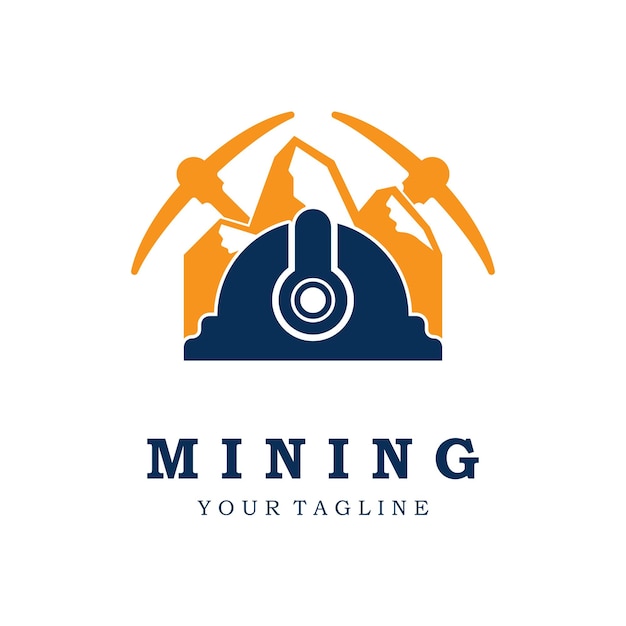 Diseño de ilustración de icono de vector de logotipo de minería