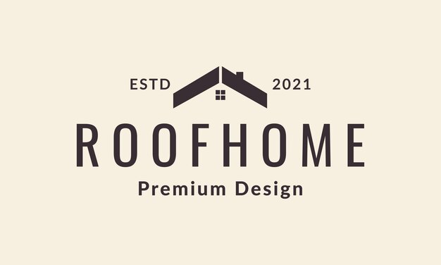 Diseño de ilustración de icono de vector de logotipo de techo de casa simple vintage