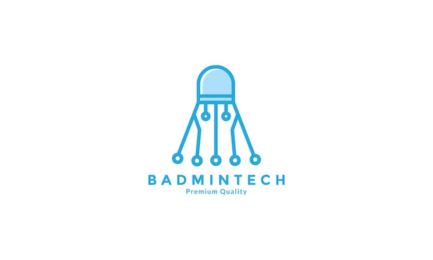 Diseño de ilustración de icono de vector de logotipo de tecnología de bádminton de volante