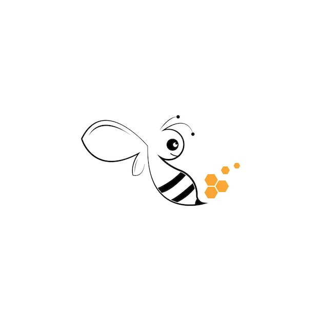 Diseño de ilustración de icono de vector de plantilla de logotipo de abeja