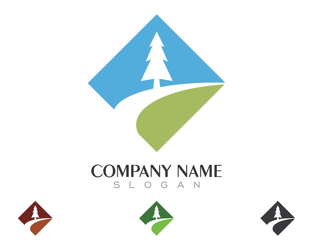 Diseño de ilustración de icono de vector de plantilla de logotipo de árbol de cedro