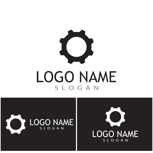 Diseño de ilustración de icono de vector de plantilla de logotipo de engranaje