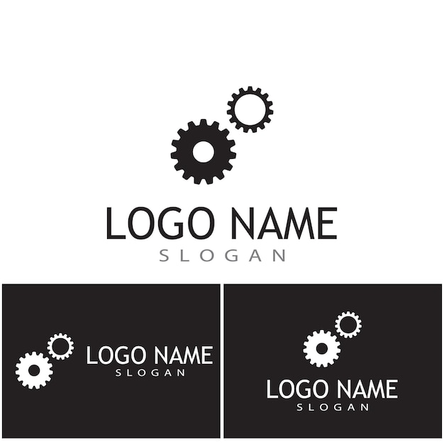Diseño de ilustración de icono de vector de plantilla de logotipo de engranaje