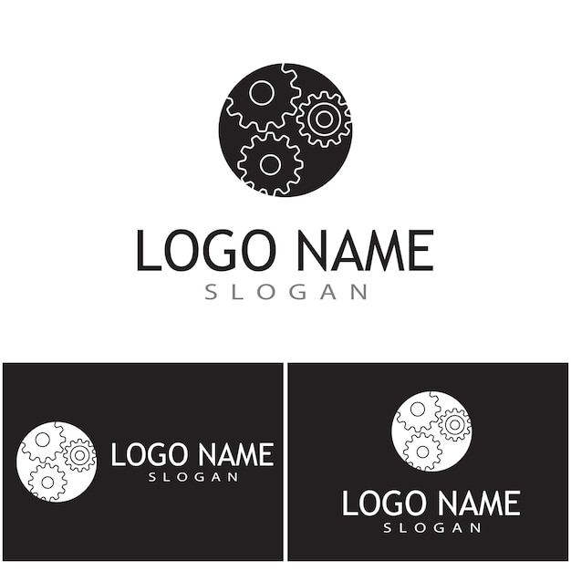 Diseño de ilustración de icono de vector de plantilla de logotipo de engranaje