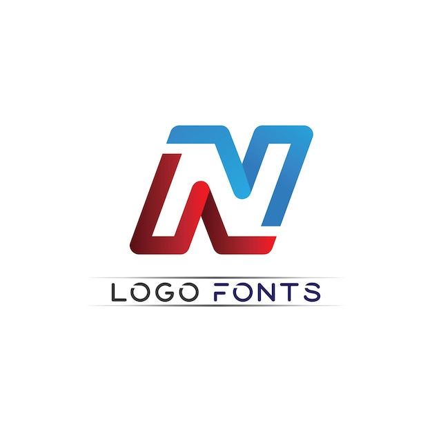 Diseño de ilustración de icono de vector de plantilla de logotipo de letra N y fuente